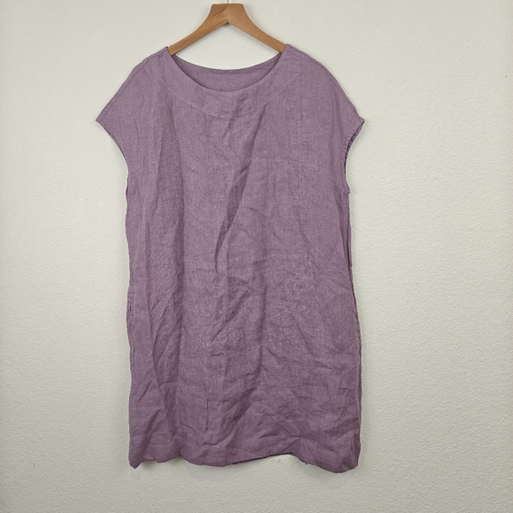 Bryn Walker 100% Linen Tunic Shift Mini Dress Lilac Size 2XS Women's - Picture 1 of 11